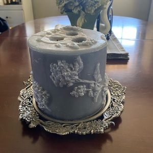 Vintage Laura Ashley Floral Pewter Candle Holder For 6” Pillar Candle